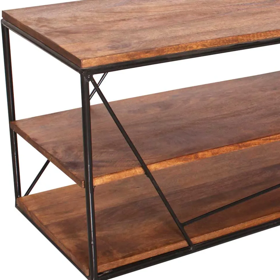 140x47x40 TV Tisch Regal aus Massivholz & Stahl - Offia