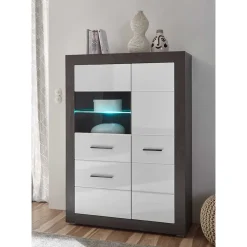 250x100x45 TV Wohnwand in Hochglanz - Istensa II (dreiteilig)