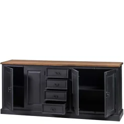 220x96x53 Vintage Design Anrichte in Schwarz - Niovan