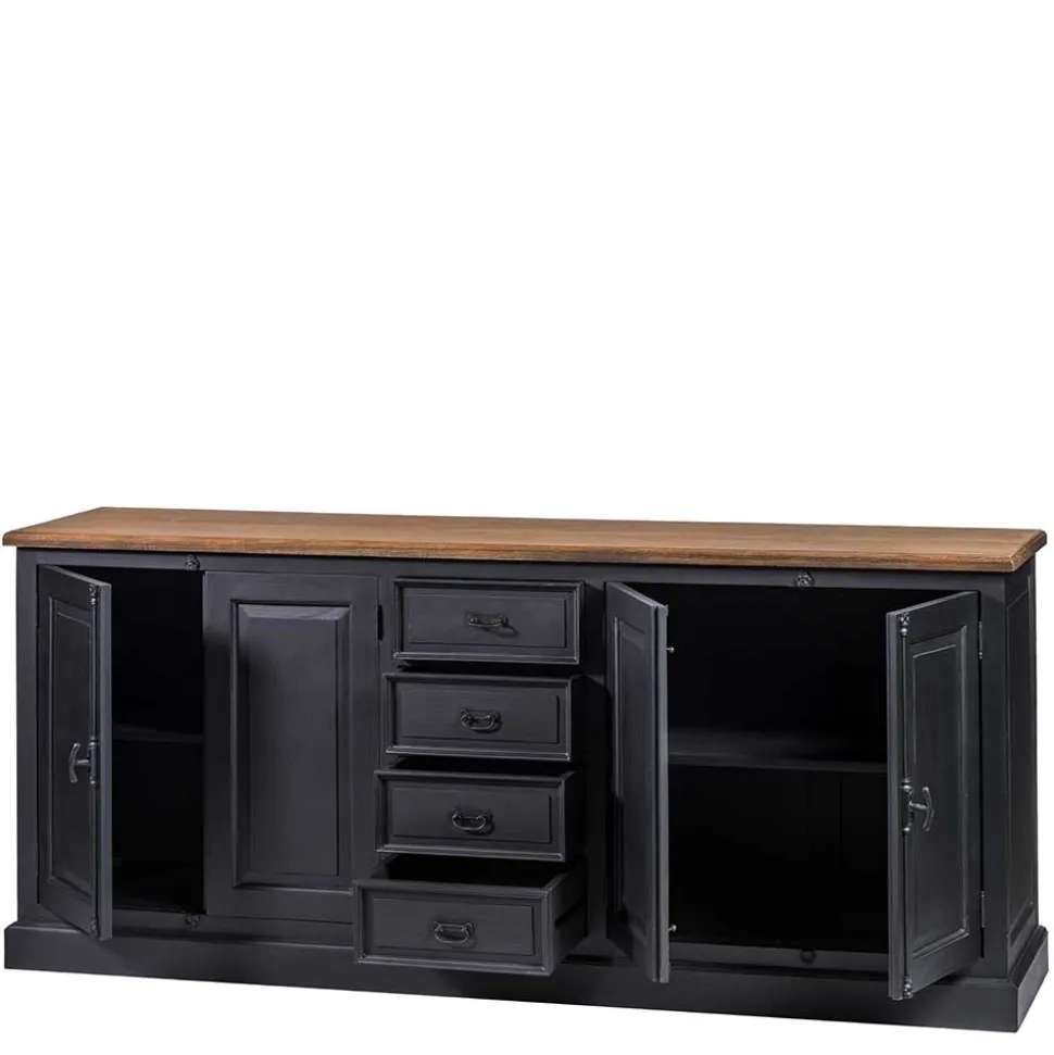 220x96x53 Vintage Design Anrichte in Schwarz - Niovan