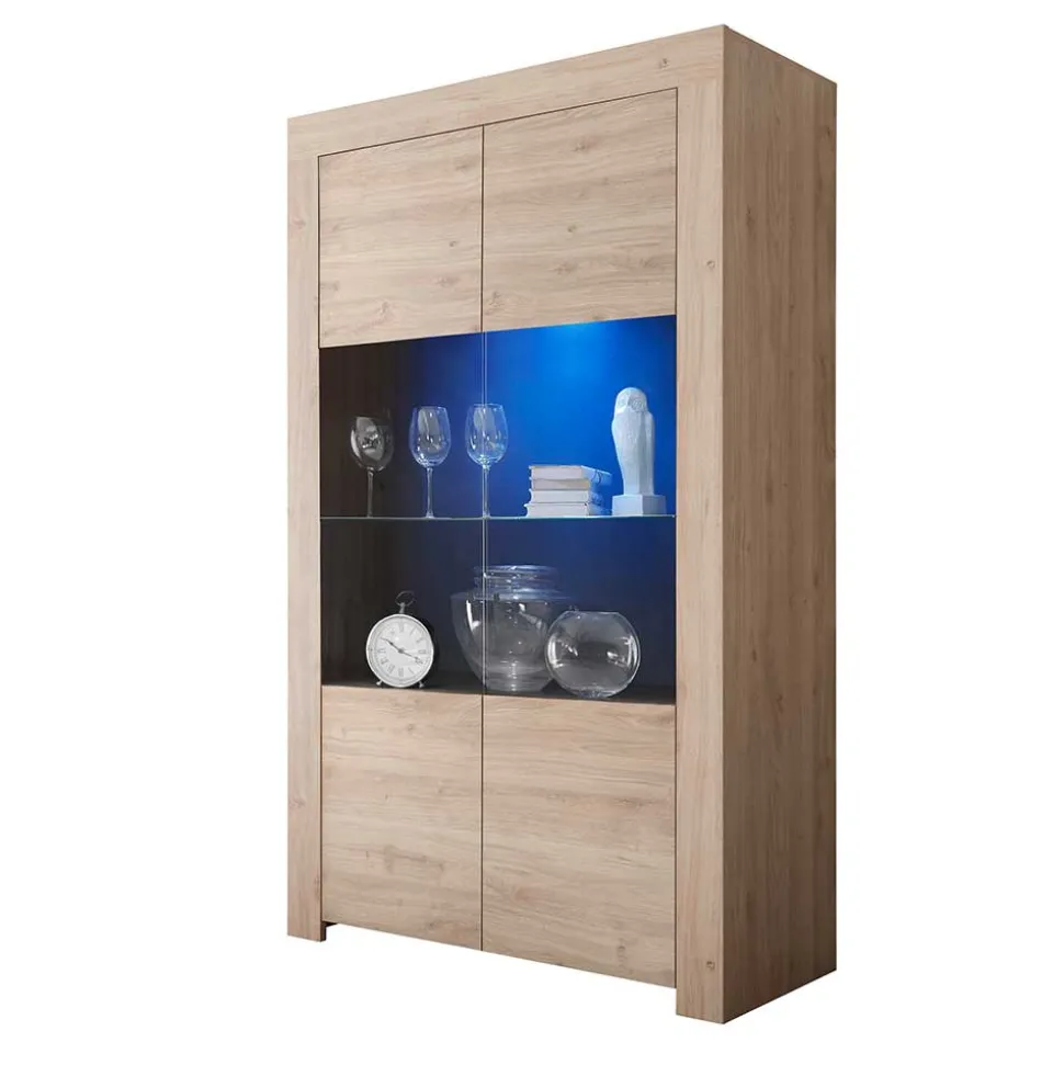 110x186x42 Vitrine in Eiche Nachbildung - Karika
