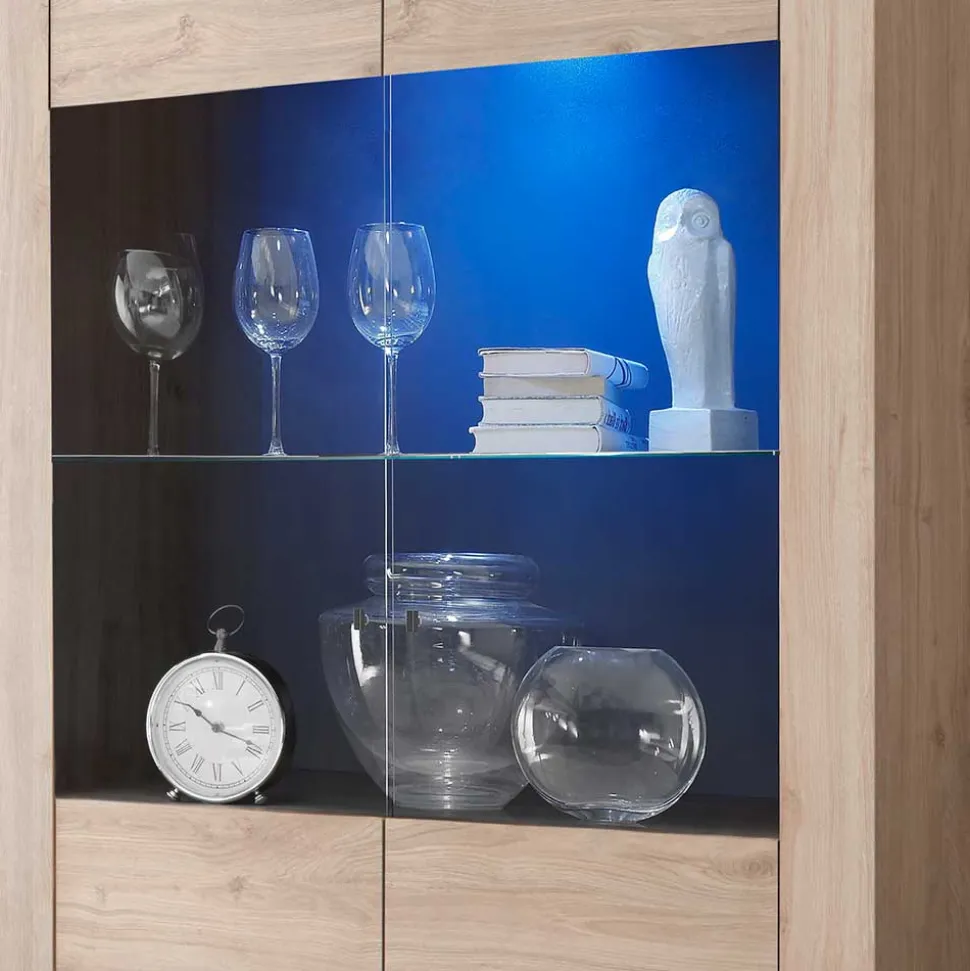 110x186x42 Vitrine in Eiche Nachbildung - Karika