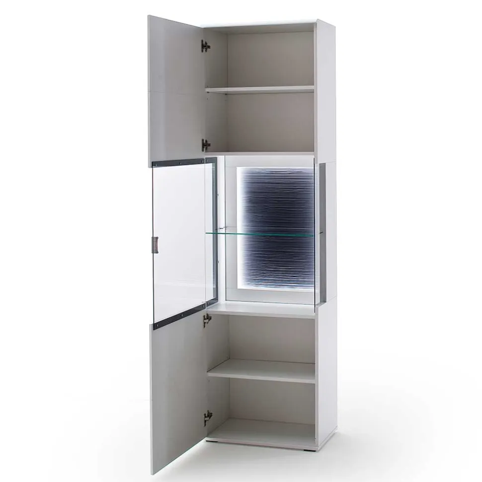 60x208x38 Vitrine in Weiß & Anthrazit - Hazime