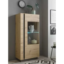 72x154x40 Vitrine in Wildeiche & Dunkelgrau - Lairian