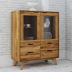 90x110x40 Vitrine Kommode aus Wildeiche - Eavy