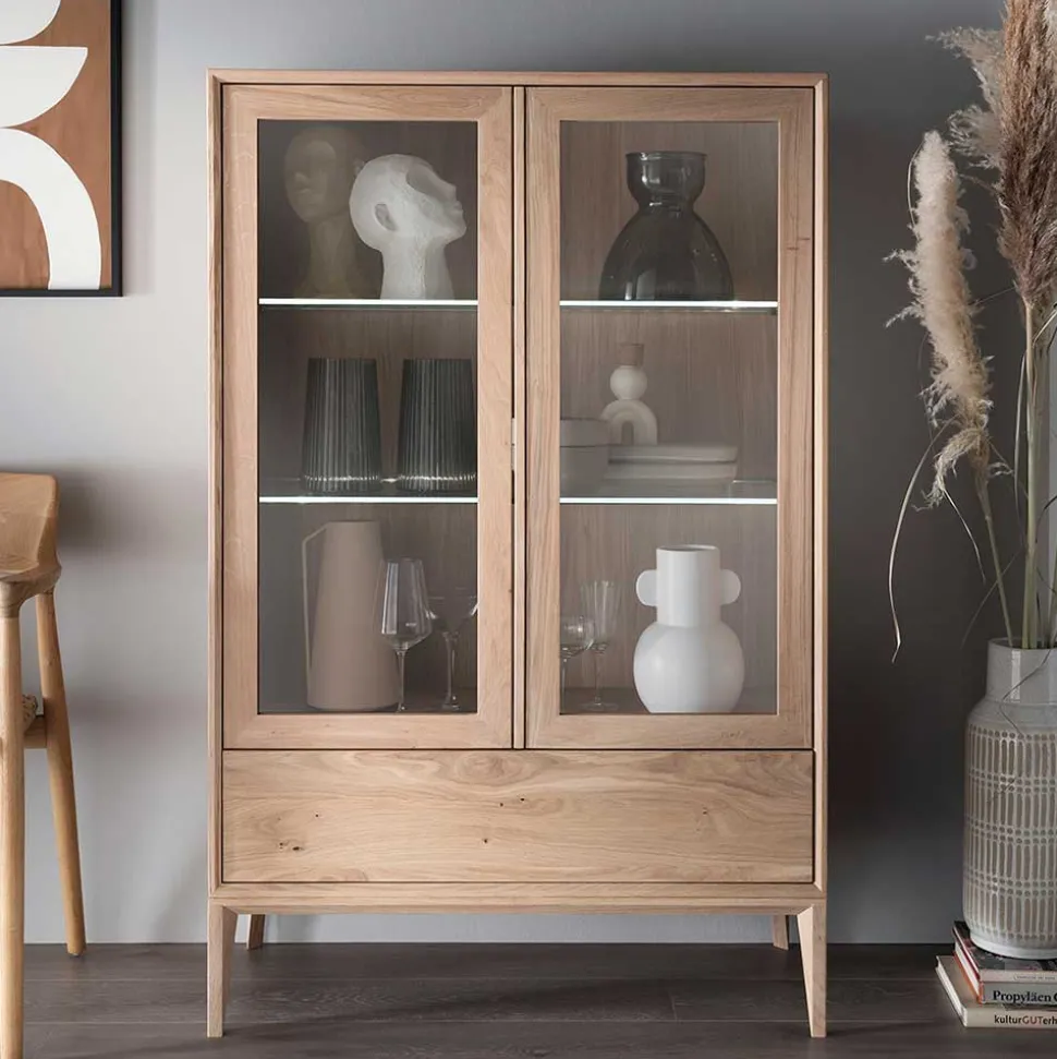 90x140x42 Vitrine mit Doppeltür und Schublade - Lamia