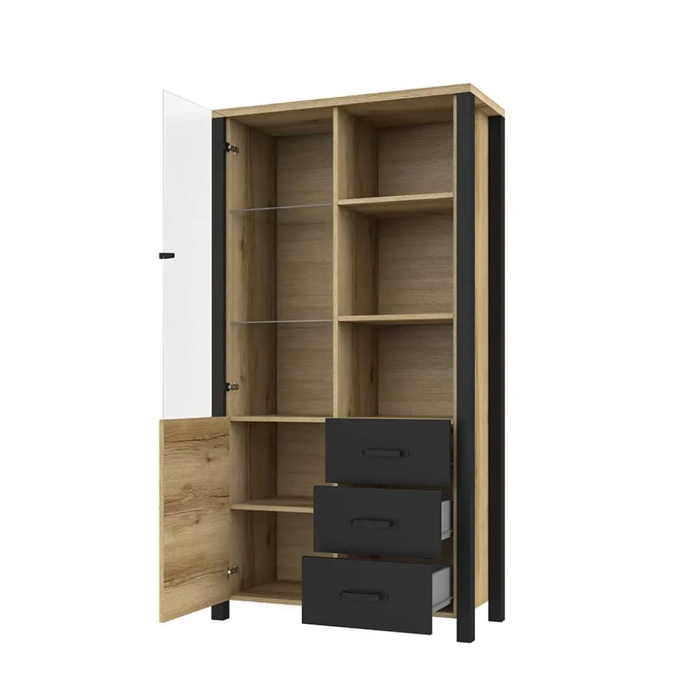 101x191x43 Vitrine Wohnzimmerschrank mit Glastür - Kanellas