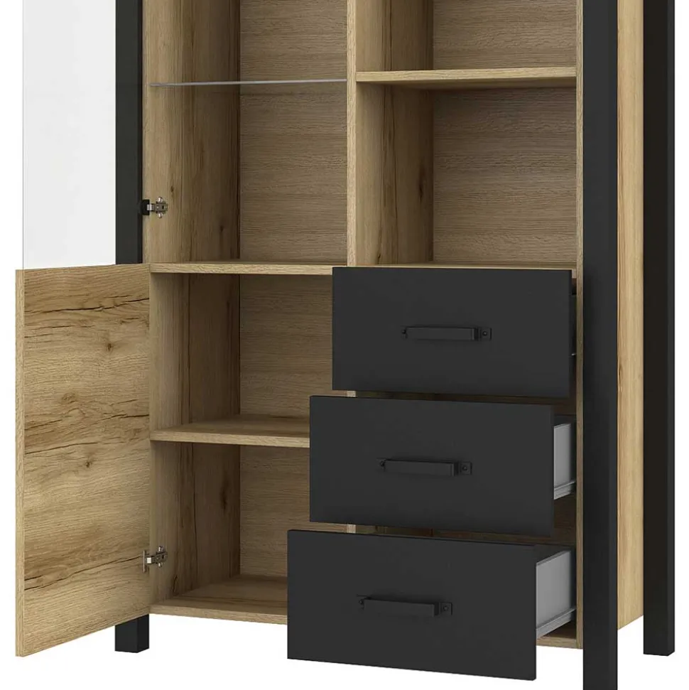 101x191x43 Vitrine Wohnzimmerschrank mit Glastür - Kanellas