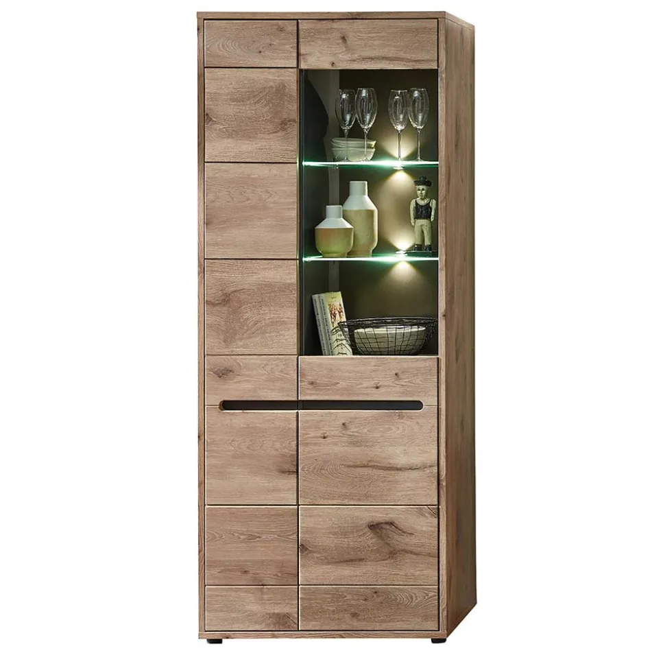 80x202x38 Vitrinenschrank in Wildeiche NB - Zelio