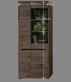 80x202x38 Vitrinenschrank in Wildeiche NB - Zelio