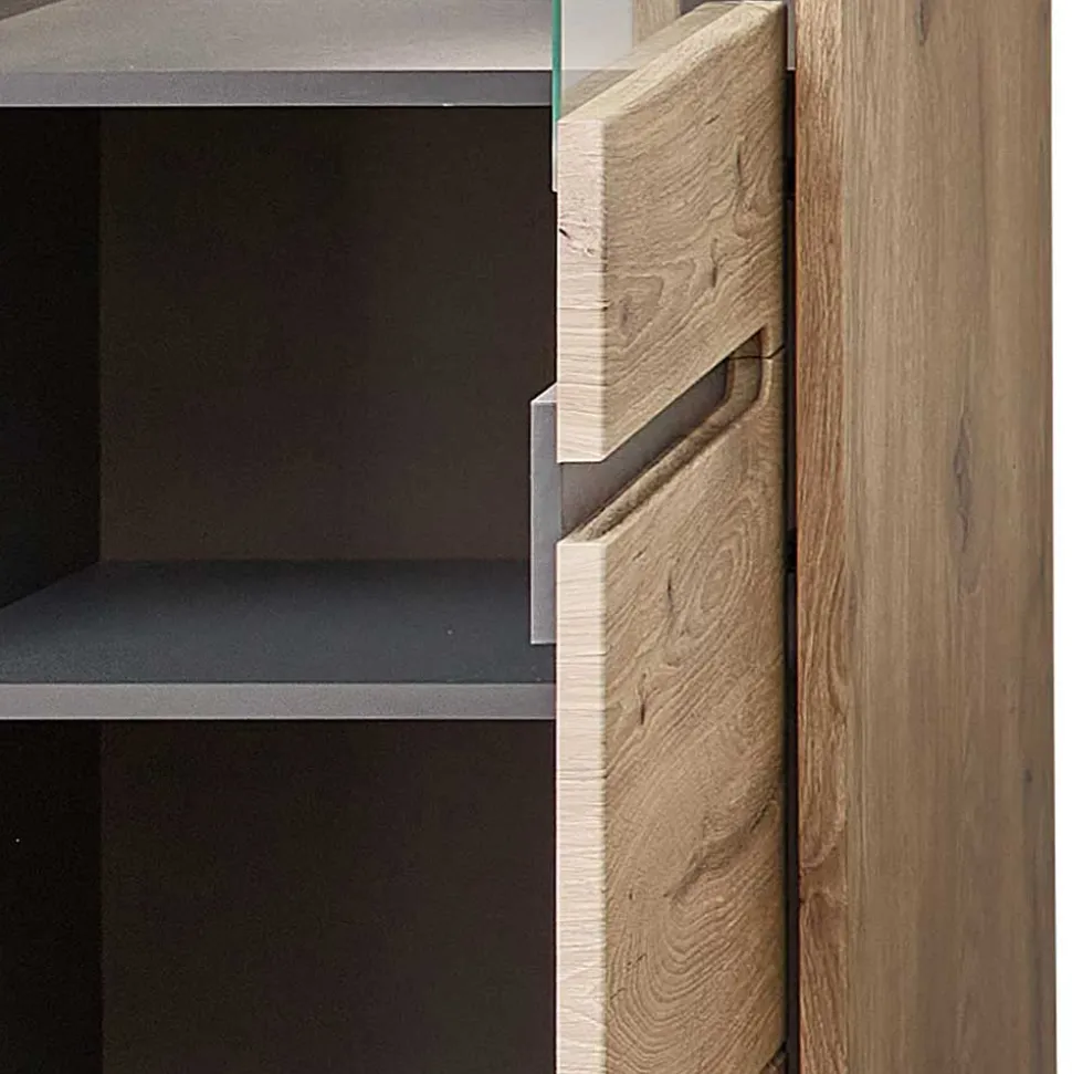 80x202x38 Vitrinenschrank in Wildeiche NB - Zelio
