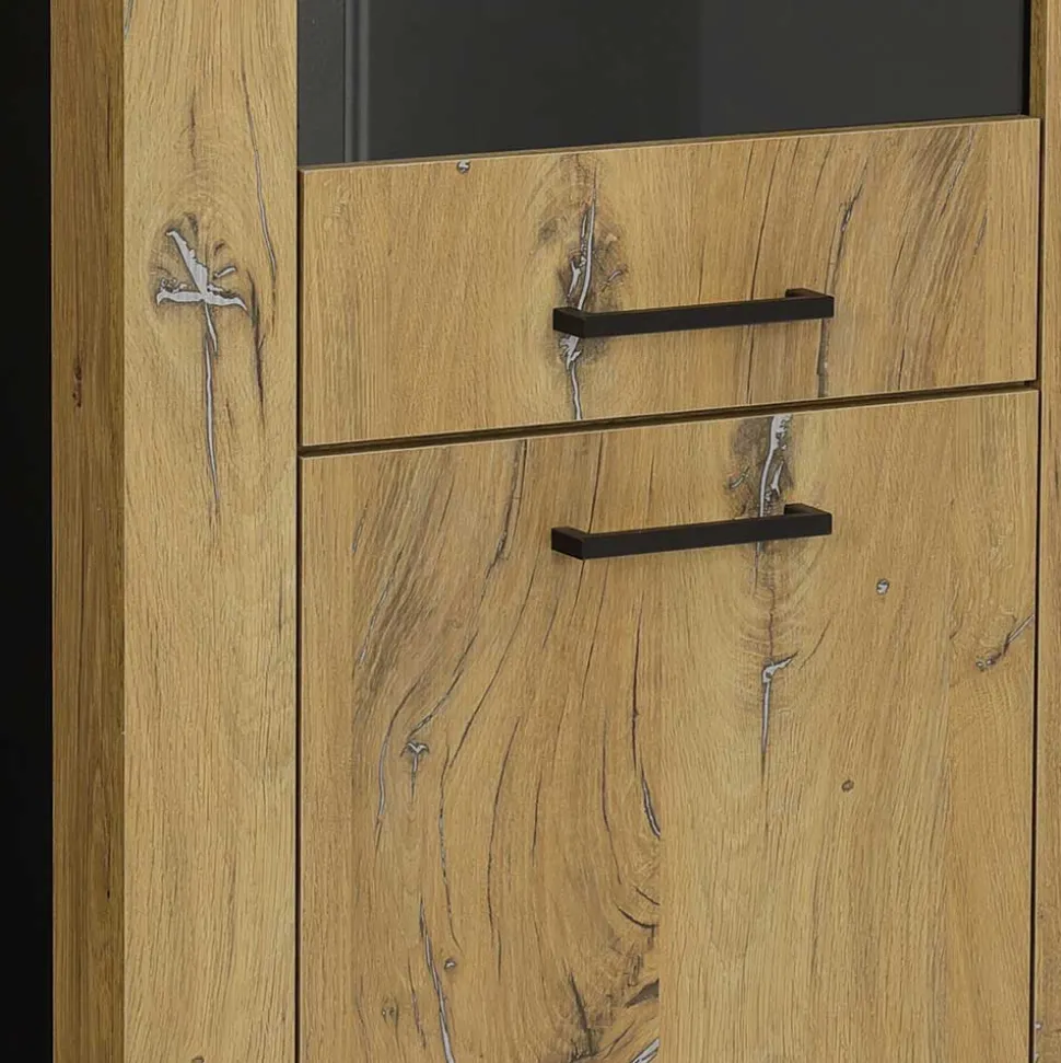 60x190x38 Vitrinenschrank in Zinneiche NB - Traudarian