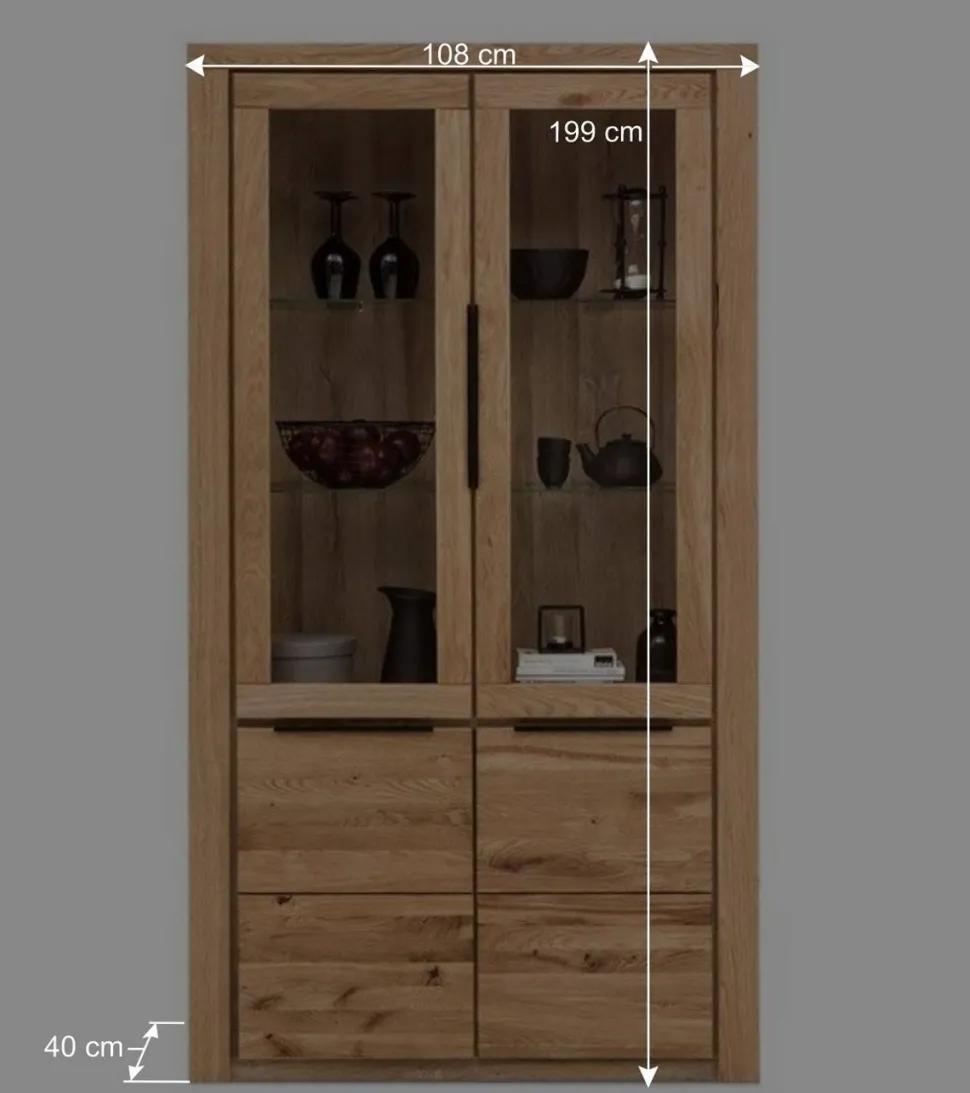 108x199,5x40 Vitrinenschrank 4-türig - Nelenia