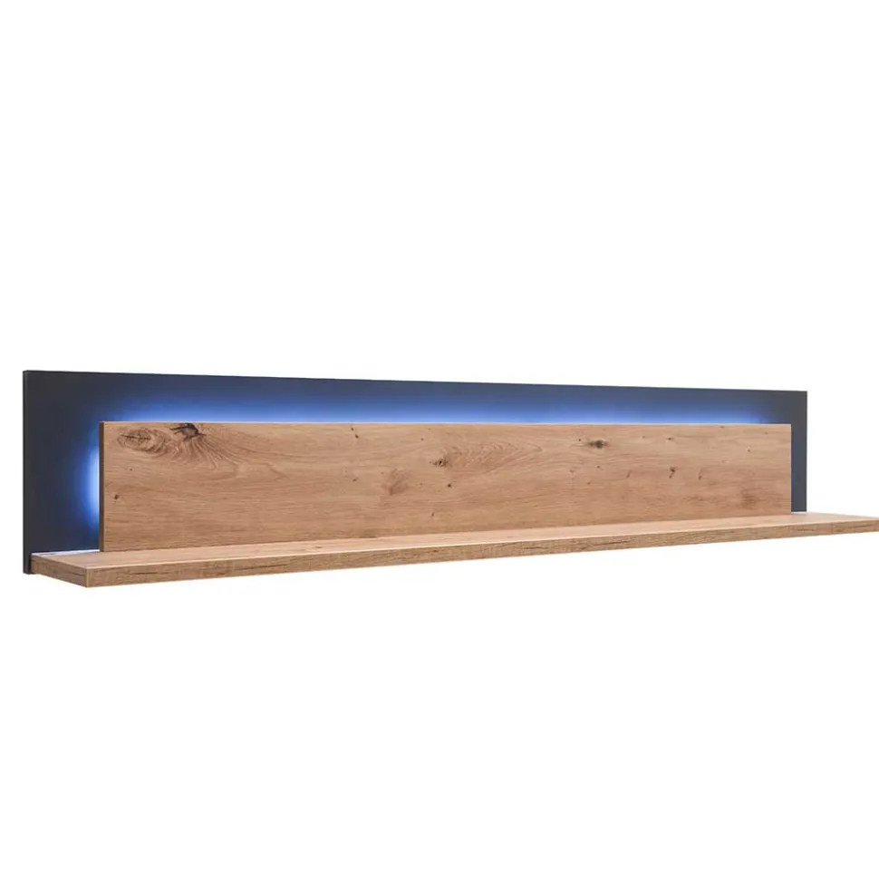 139x24x20 Wandboard in Eiche Dekor & Grau - Wykina
