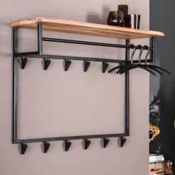 100x80x33 Wandgarderobe aus Stahl mit 12 Haken - Lucos