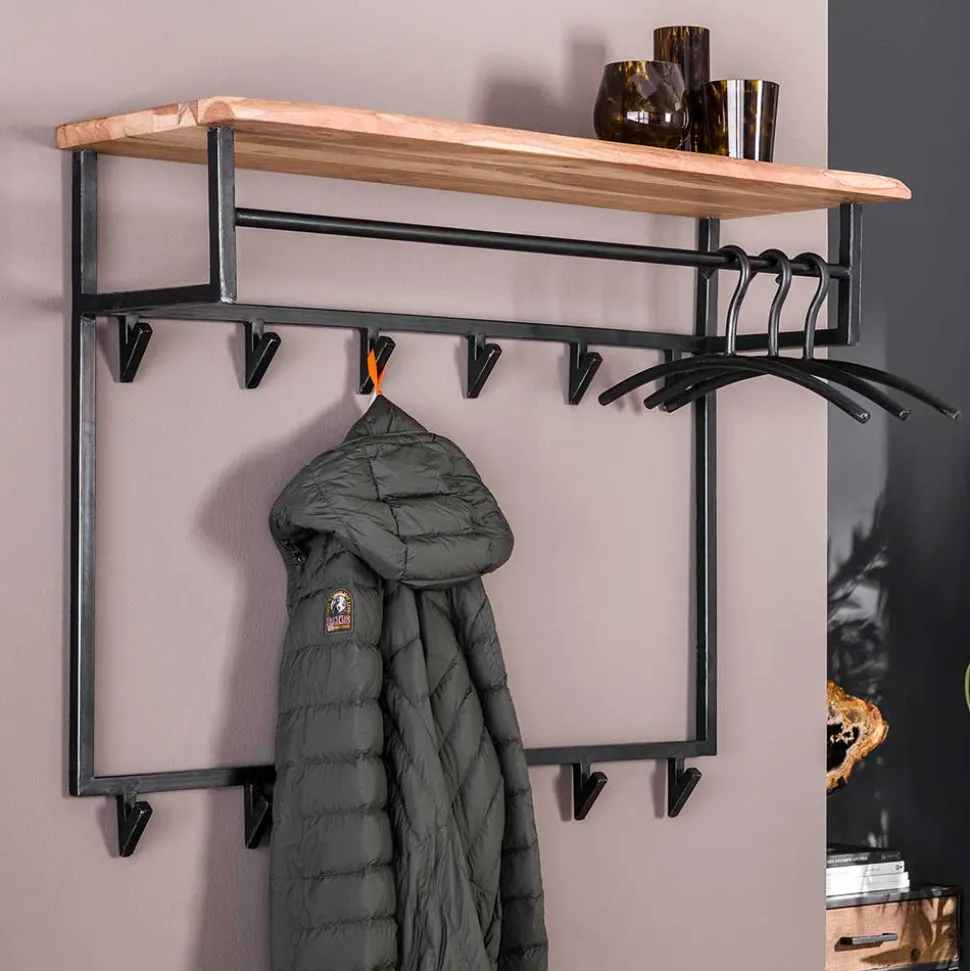 100x80x33 Wandgarderobe aus Stahl mit 12 Haken - Lucos