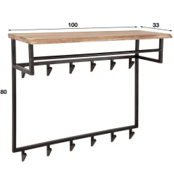 100x80x33 Wandgarderobe aus Stahl mit 12 Haken - Lucos