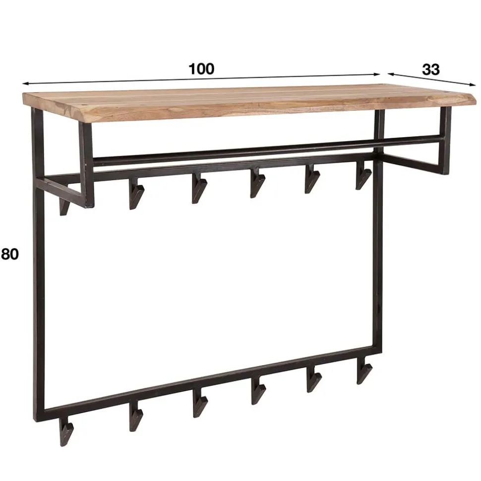 100x80x33 Wandgarderobe aus Stahl mit 12 Haken - Lucos