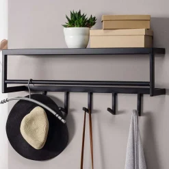 70x20x20 Wandgarderobe in Schwarz aus Metall - Catinalo