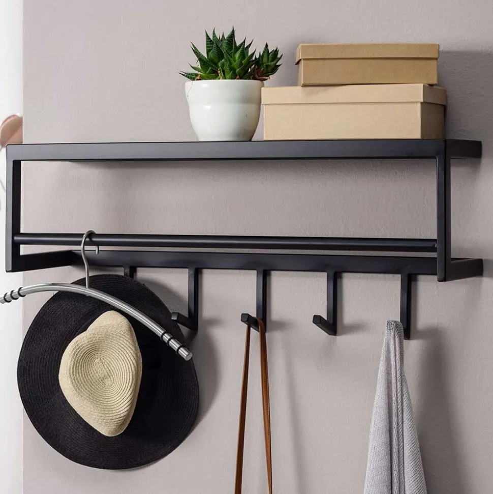 70x20x20 Wandgarderobe in Schwarz aus Metall - Catinalo
