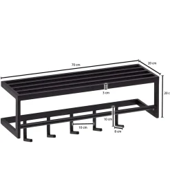 70x20x20 Wandgarderobe in Schwarz aus Metall - Catinalo