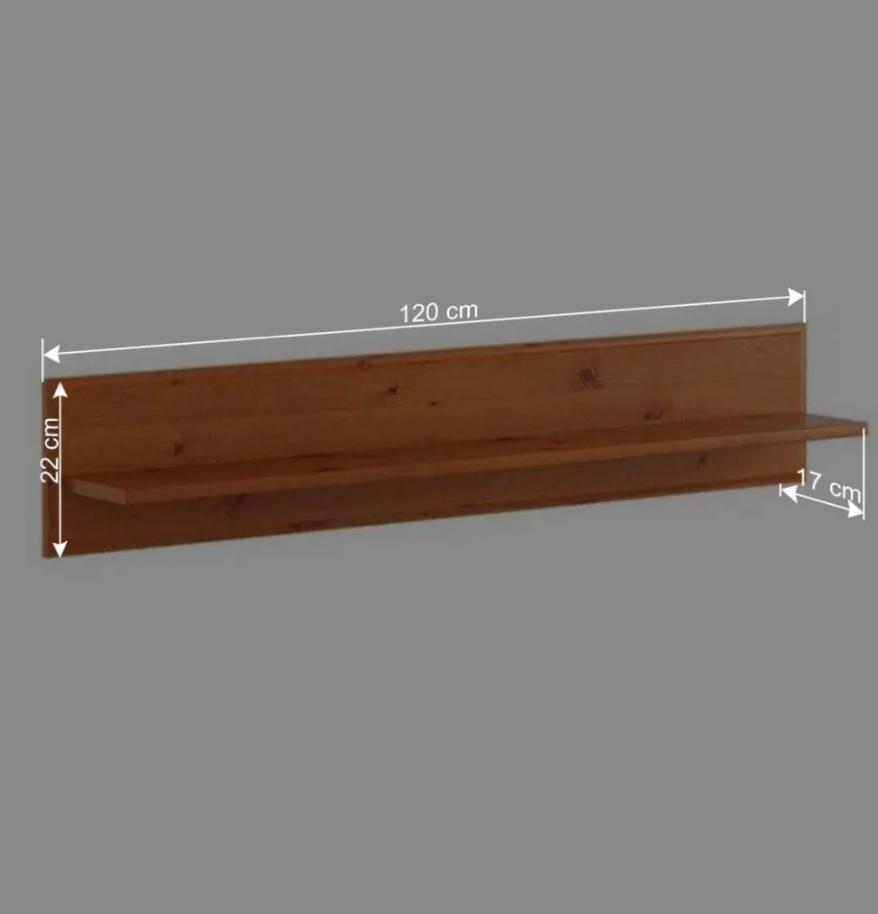 120x22x17 Wandregal aus Kiefer Massivholz - Lusanne