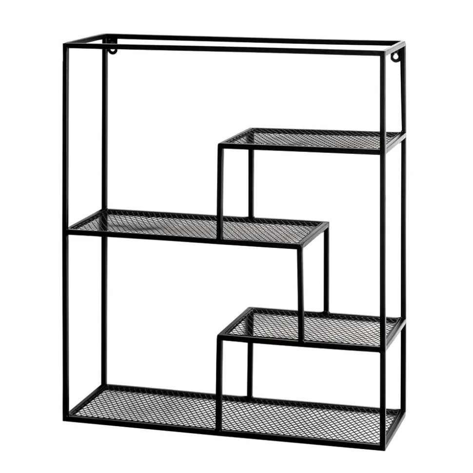 50x60x18 Wandregal aus Metall in Schwarz - Dariano