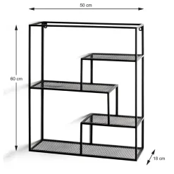 50x60x18 Wandregal aus Metall in Schwarz - Dariano