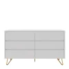 120x70x40 Weiße Kommode mit Metallfüßen in Gold - Pestrov