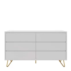 120x70x40 Weiße Kommode mit Metallfüßen in Gold - Pestrov