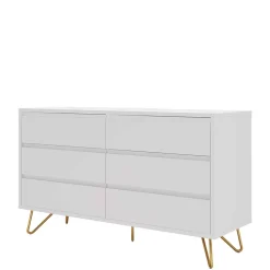 120x70x40 Weiße Kommode mit Metallfüßen in Gold - Pestrov