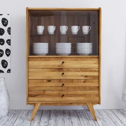 100x154x50 Wildeiche Schrank mit zwei Glastüren - Hardus