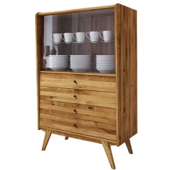 100x154x50 Wildeiche Schrank mit zwei Glastüren - Hardus