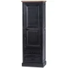 61x180x42 Wohnzimmer Schrank in Schwarz & Teak - Niovan