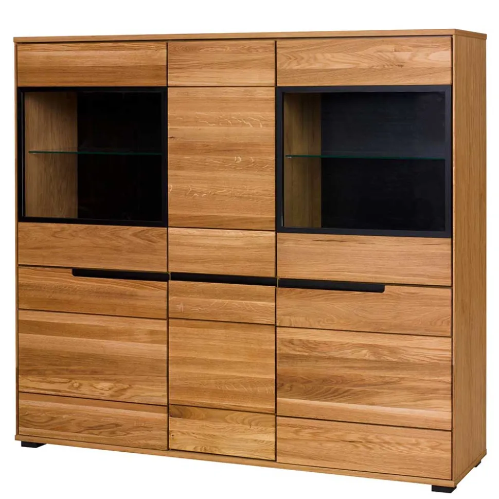 162x148x42 Wohnzimmer Schrank mit Glas Einsätzen - Sennya I