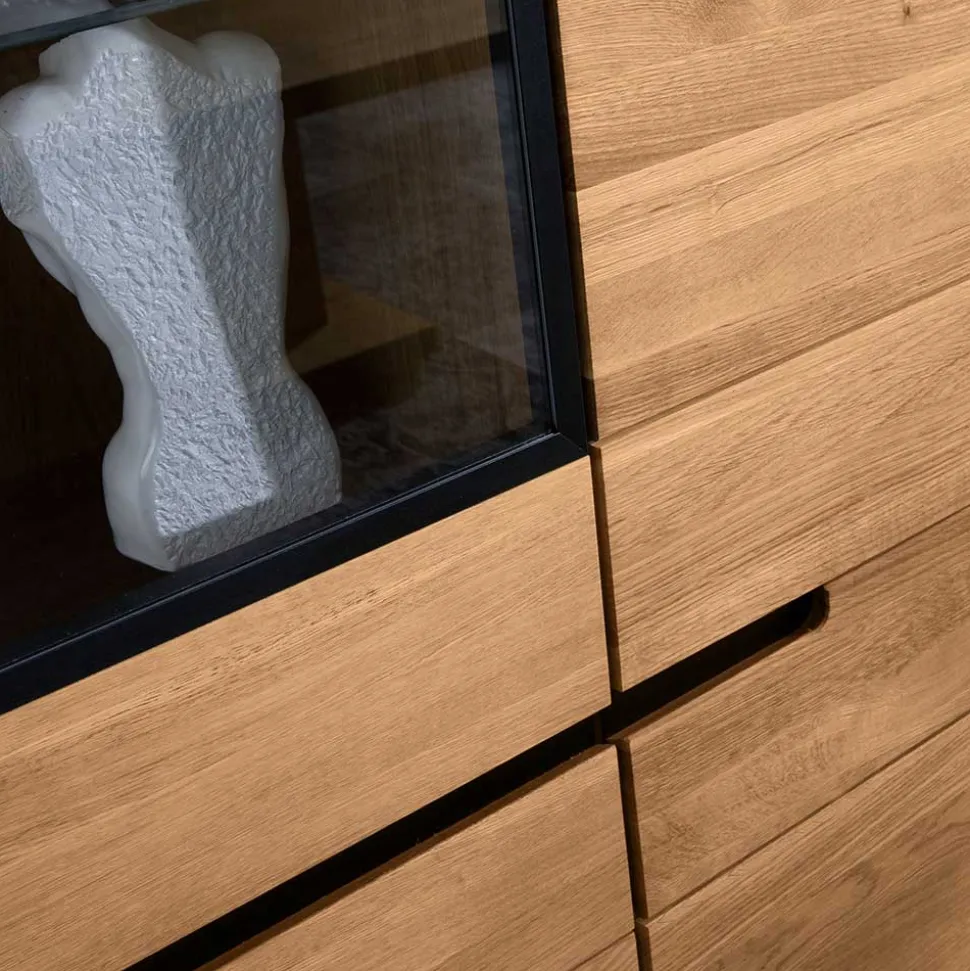 162x148x42 Wohnzimmer Schrank mit Glas Einsätzen - Sennya I