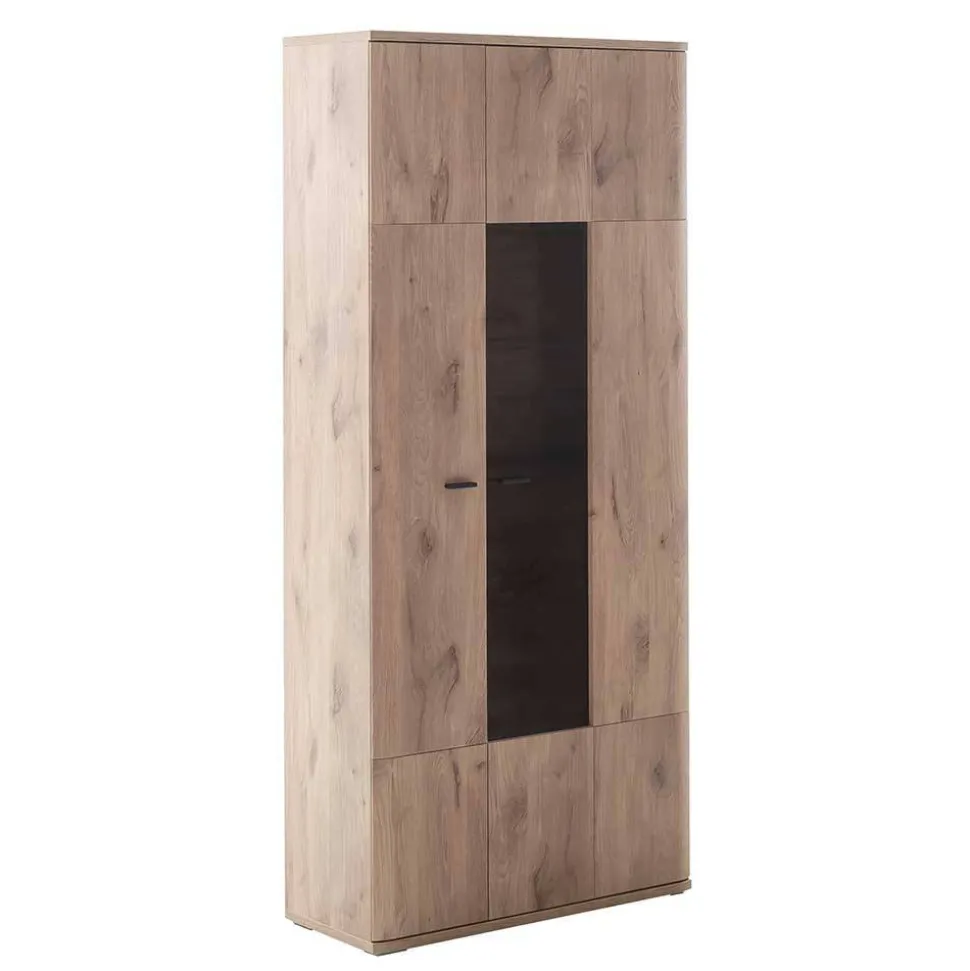90x200x37 Wohnzimmer Schrank mit Glas Einsatz - Comrinaca