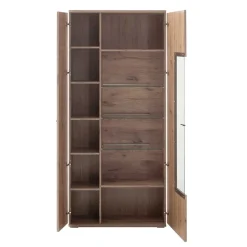 90x200x37 Wohnzimmer Schrank mit Glas Einsatz - Comrinaca