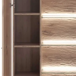 90x200x37 Wohnzimmer Schrank mit Glas Einsatz - Comrinaca