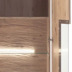 90x200x37 Wohnzimmer Schrank mit Glas Einsatz - Comrinaca