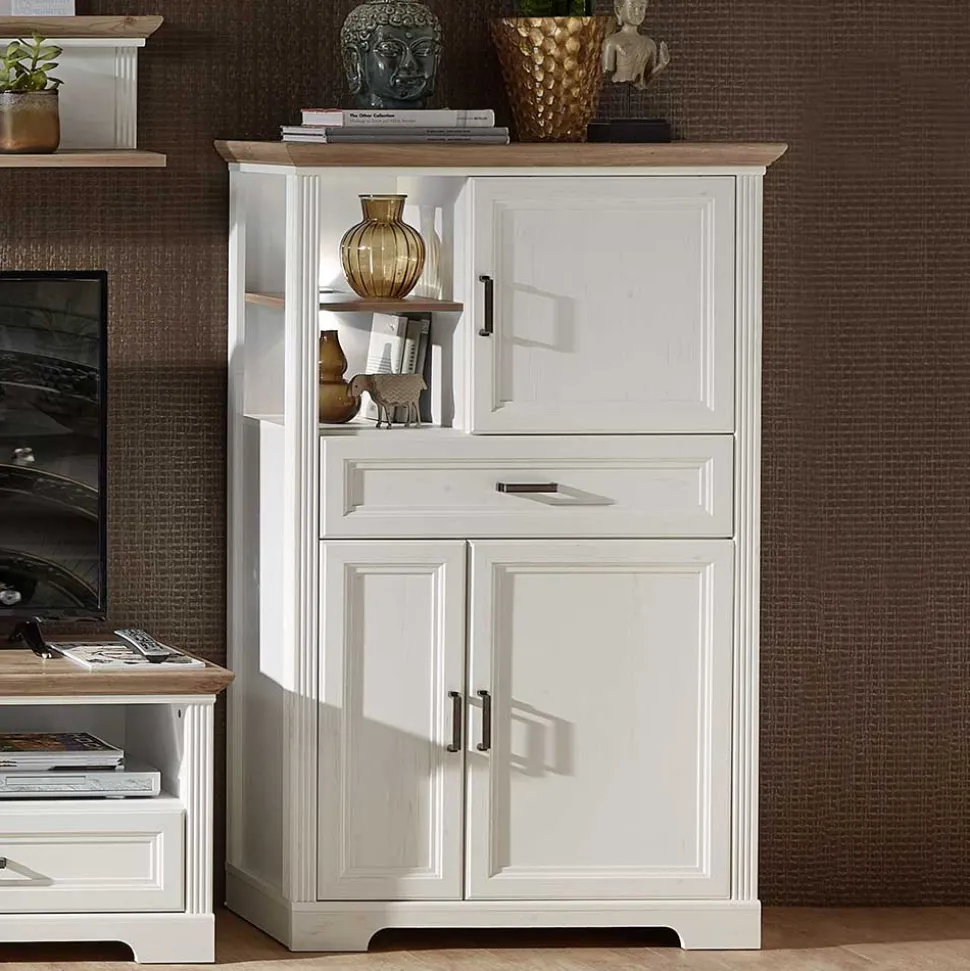 93x150x42 Wohnzimmer Schrank mit LED Licht - Sinolita
