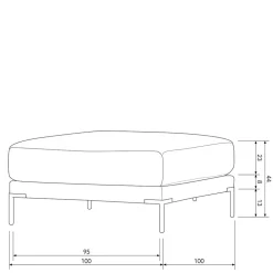 100x44x100 Wohnzimmerhocker in Dunkelgrün - Arraggo