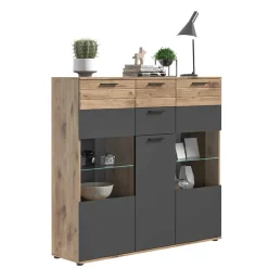 140x134x37 Wohnzimmerschrank Highboard mit Glas - Lucios