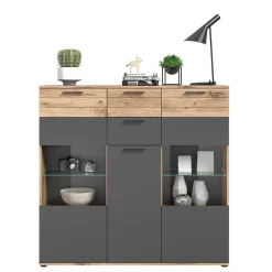 140x134x37 Wohnzimmerschrank Highboard mit Glas - Lucios