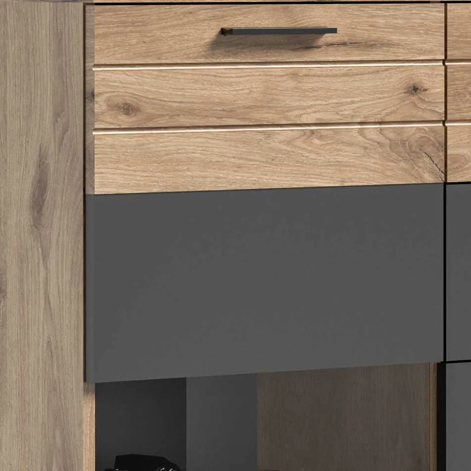 140x134x37 Wohnzimmerschrank Highboard mit Glas - Lucios