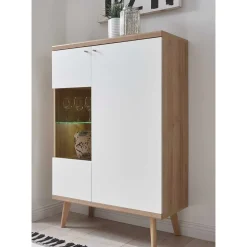 90x134x40 Wohnzimmerschrank in Weiß & Eiche - Cablos