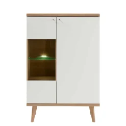 90x134x40 Wohnzimmerschrank in Weiß & Eiche - Cablos
