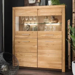 118x141x40 Wohnzimmerschrank mit Glaseinsätzen - Loitons