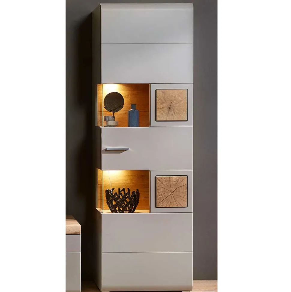 65x205x37 Wohnzimmerschrank mit Glaseinsätzen - Fraguca I