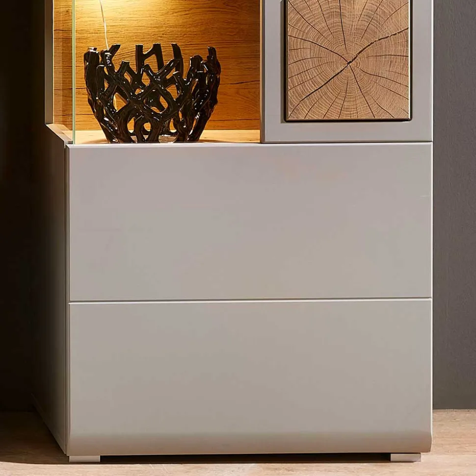 65x205x37 Wohnzimmerschrank mit Glaseinsätzen - Fraguca I